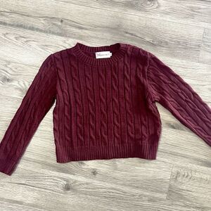 Cotton Emporium Sweater Burgundy Red Cable Knit Long Sleeve Girls Xlarge XL NWT
